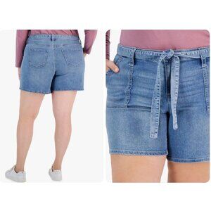 Style & Co Size 28W Plus Size Utility Jean Shorts With Tie Belt. New No Tags